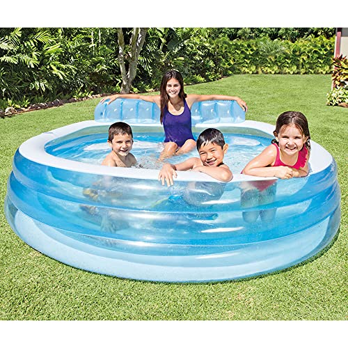 New Intex Swim Center Inflatable Kids Family Pool with Built in Bench, Cup Holder (Blue)