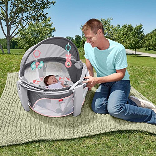 New Fisher-Price Baby Portable Bassinet and Play Space Baby Dome (Rosy Windmill)