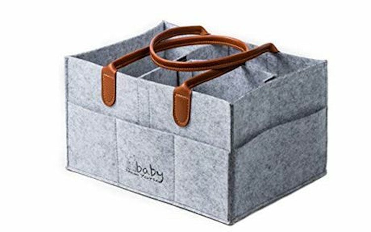 New Diaper Caddy Portable Diaper and Wipes Organizer in Felt Gray