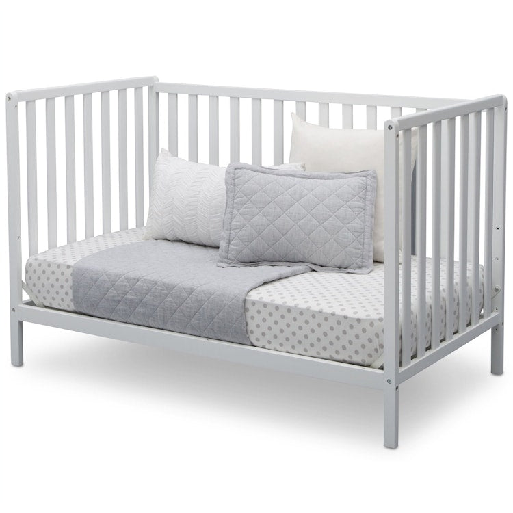 3-in-1 Modern Convertible Baby Crib Toddler Bed Daybed in White Wood Finish