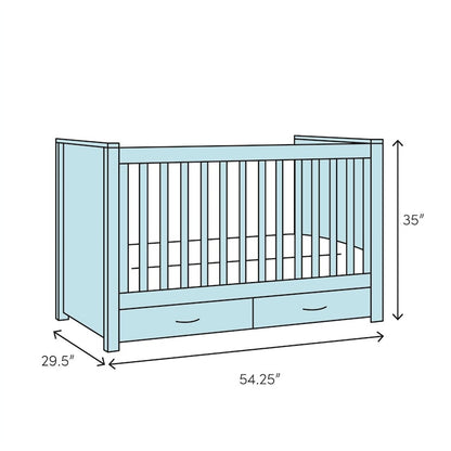 3-in-1 Modern Convertible Baby Crib Toddler Bed Daybed in Grey Wood Finish