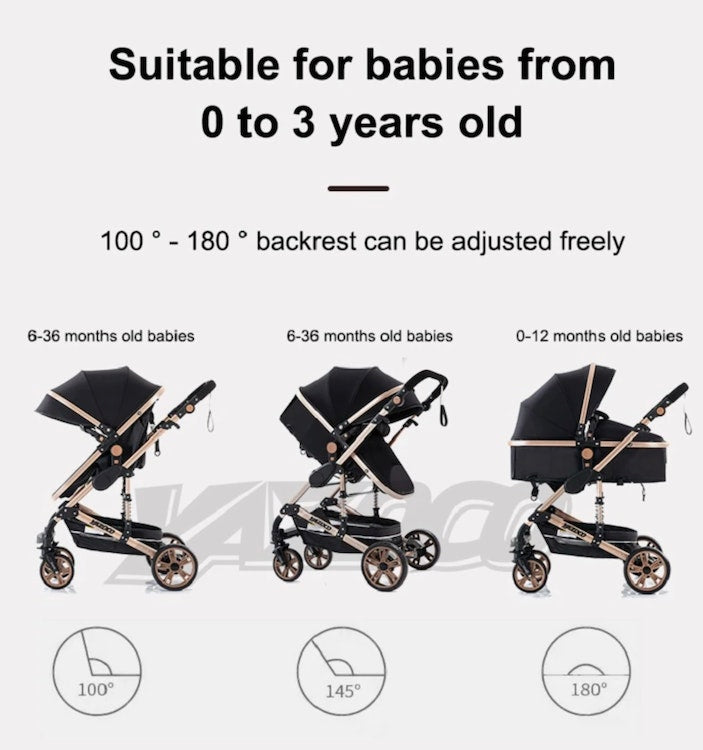 Brand New 3 in 1 Stroller Car Seat Travel System (Black Gold) – Kidsy