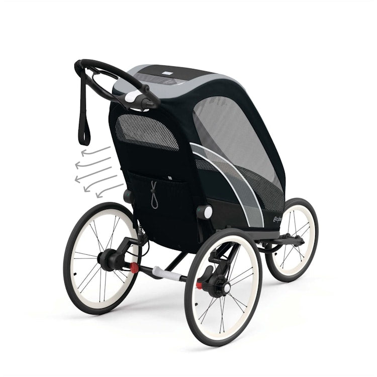 CYBEX ZENO Multisport Running Trailer Frame with Seat Pack in All Black