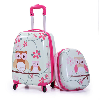 2 Piece Kids Luggage Set, 12" Backpack and 16" Spinner Case, 4 Universal Wheels, Travel Suitcase for Kids