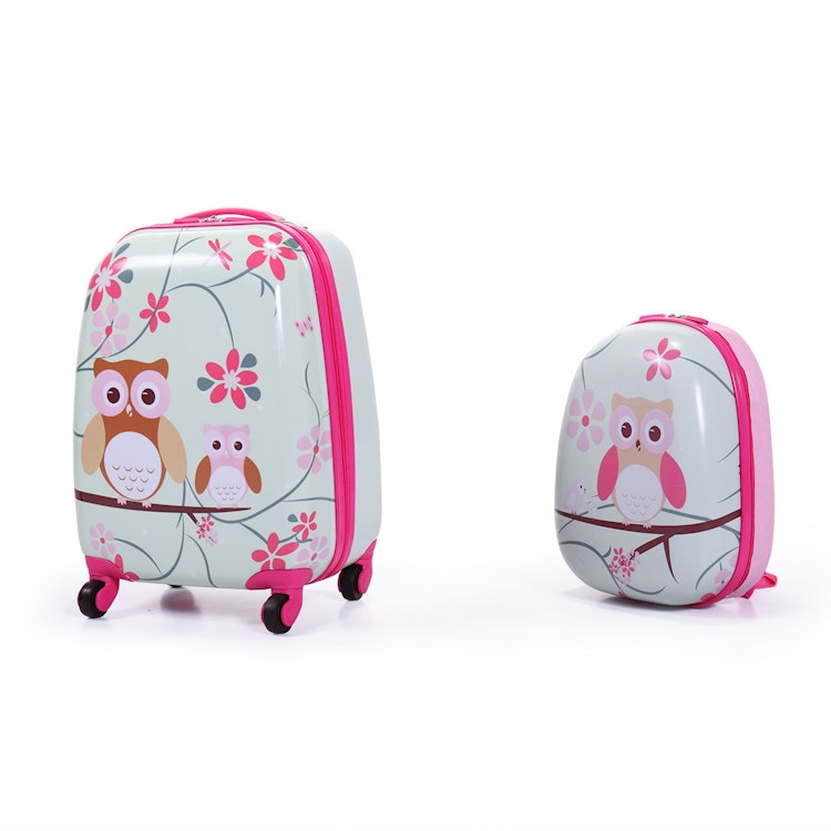 2 Piece Kids Luggage Set, 12" Backpack and 16" Spinner Case, 4 Universal Wheels, Travel Suitcase for Kids