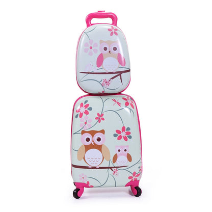 2 Piece Kids Luggage Set, 12" Backpack and 16" Spinner Case, 4 Universal Wheels, Travel Suitcase for Kids