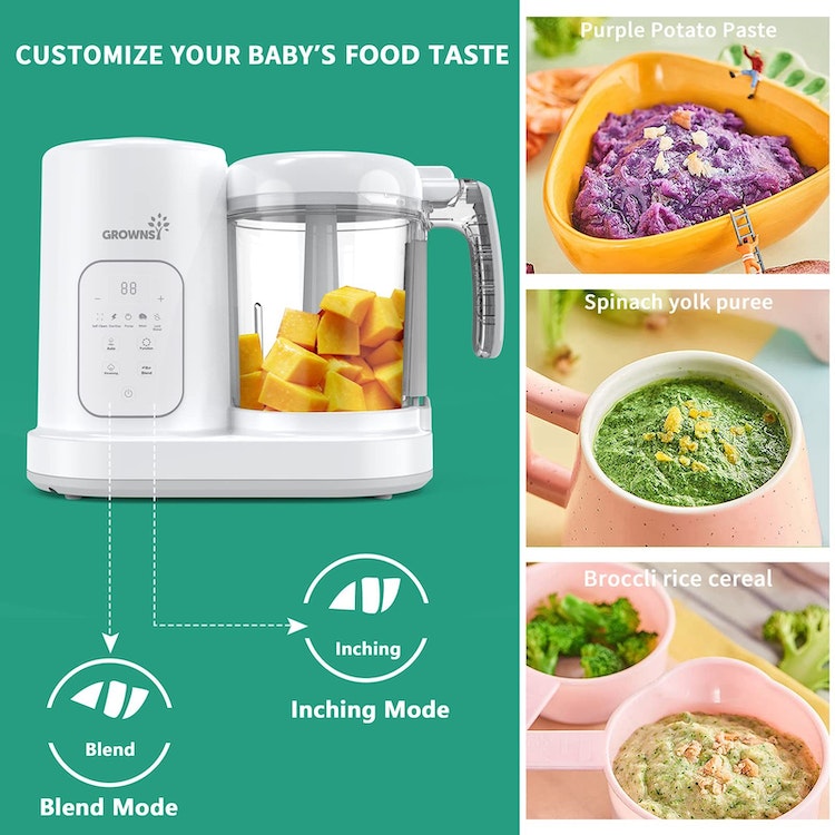 Grownsy Baby Food Maker Baby Food Processor Baby Blender Multi-Function Steamer Grinder Blender, Baby Food Warmer