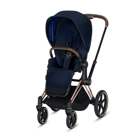 CYBEX Priam 3-in-1 Travel System Rose Gold with Brown Details Baby Stroller – Indigo Blue
