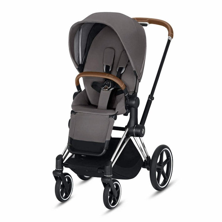 CYBEX Priam 3-in-1 Travel System Chrome with Brown Details Baby Stroller – Manhattan Grey