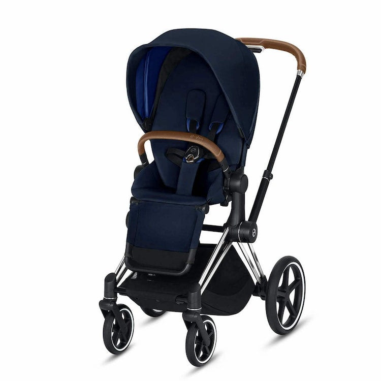 CYBEX Priam 3-in-1 Travel System Chrome with Brown Details Baby Stroller – Indigo Blue
