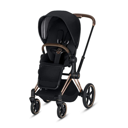 CYBEX Priam 3-in-1 Travel System Rose Gold with Brown Details Baby Stroller - Premium Black