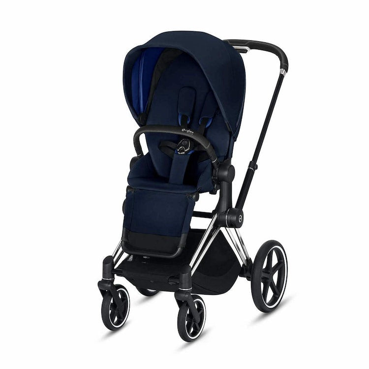 CYBEX Priam 3-in-1 Travel System Chrome with Black Details Baby Stroller –Indigo Blue