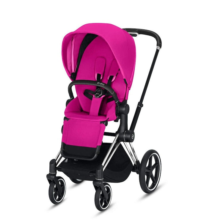CYBEX ePriam 3-in-1 Travel System Chrome with Black Details Baby Stroller – Fancy Pink