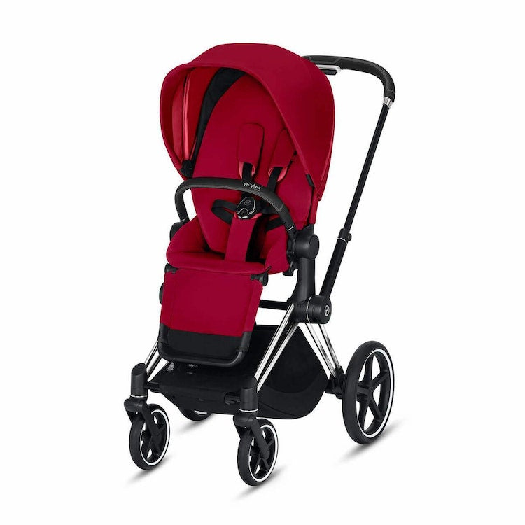 CYBEX ePriam 3-in-1 Travel System Chrome with Black Details Baby Stroller – True Red