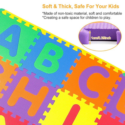 26Pcs Kids Alphabet Play Mat Soft Foam Mat Interlocking Crawling Mat Multi-Color Kids Mat