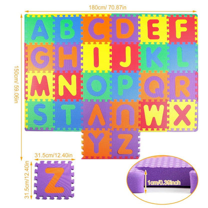 26Pcs Kids Alphabet Play Mat Soft Foam Mat Interlocking Crawling Mat Multi-Color Kids Mat