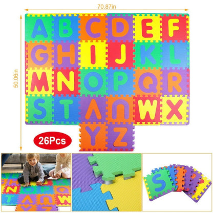 26Pcs Kids Alphabet Play Mat Soft Foam Mat Interlocking Crawling Mat Multi-Color Kids Mat