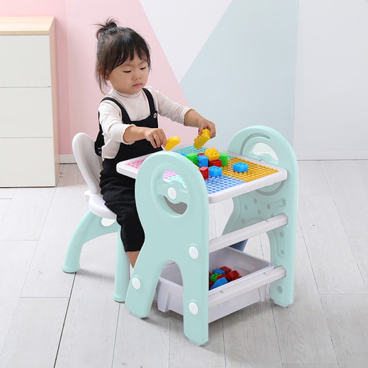 2 in 1 Kids Table & Chair; Painting Board with Storage; Activity Table Set for Drawing Reading Art; Drawing Board Writing Desk Toddlers