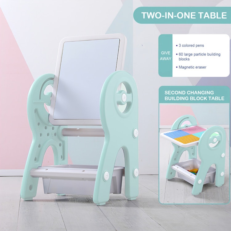 2 in 1 Kids Table & Chair; Painting Board with Storage; Activity Table Set for Drawing Reading Art; Drawing Board Writing Desk Toddlers