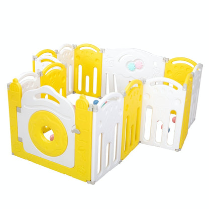 14 Panel Foldable Baby Playpen, Baby Safety Play Yard Kids Activity Area Baby Fence