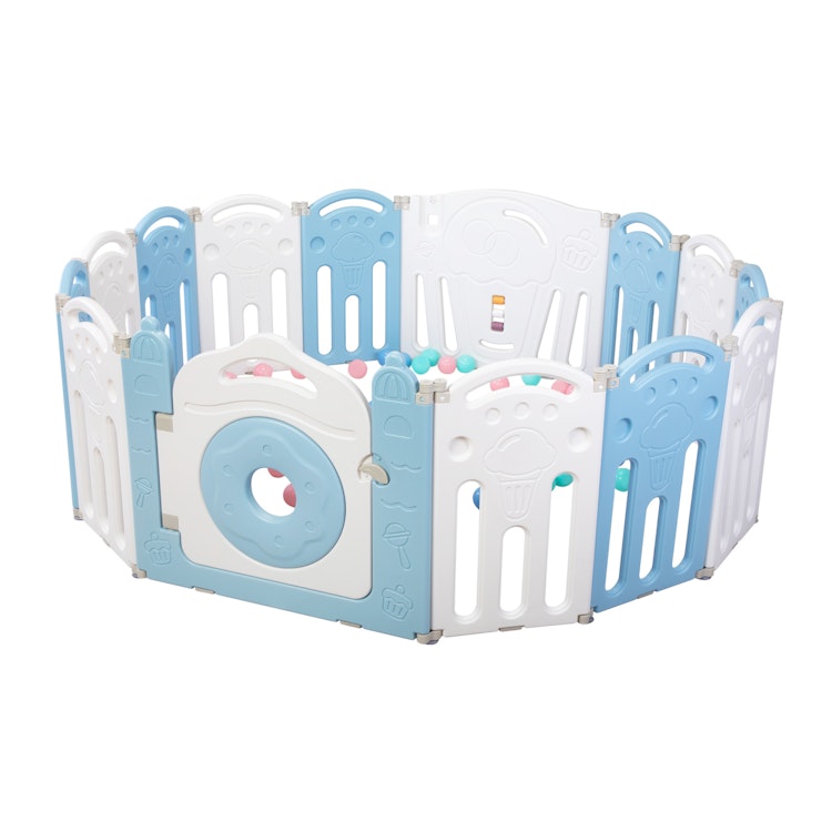 14 Panel Foldable Baby Playpen, Baby Safety Play Yard Kids Activity Centre Baby Fence
