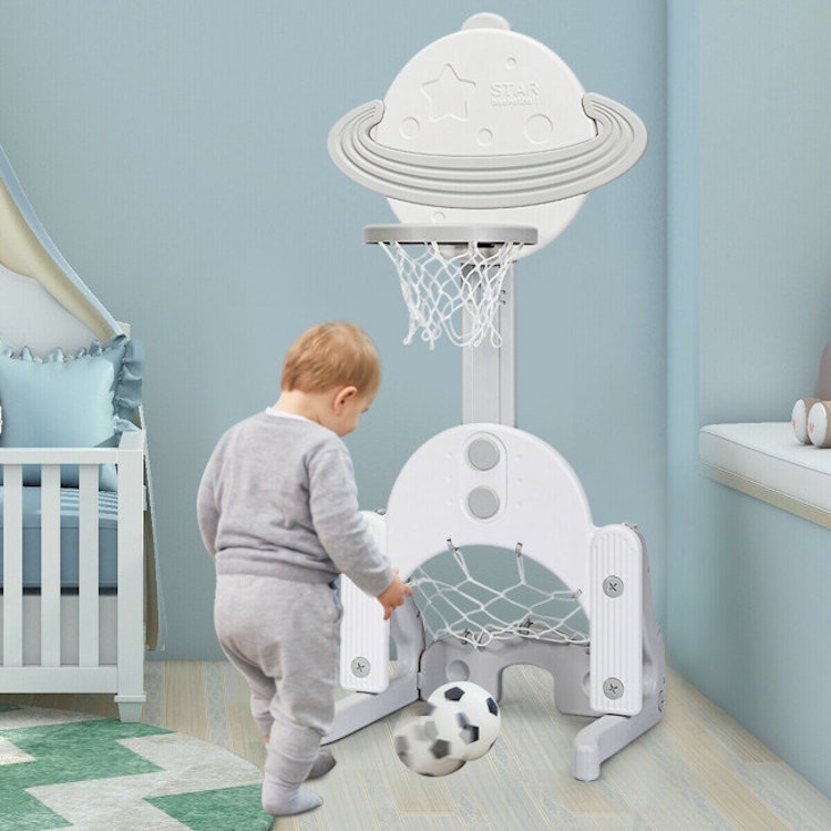 3-in-1 Kids Basketball Hoop Basketball Set with Balls