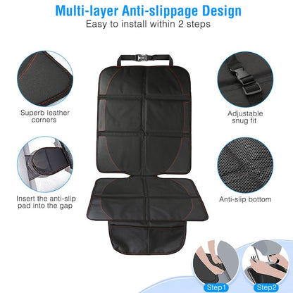 2 Packs Car Seat Protector Cushion Mat Pad with Thick Padding Protector for Child Baby Car Seat Mesh Pockets Non-slip