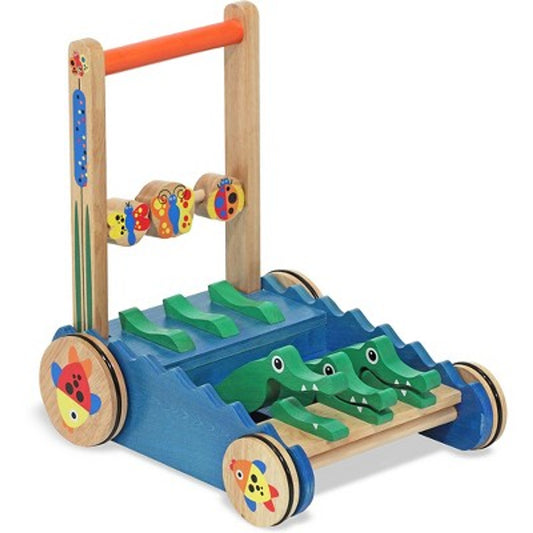 New Open Box - Melissa & Doug Deluxe Chomp and Clack Alligator Wooden Push Toy and Activity Walker