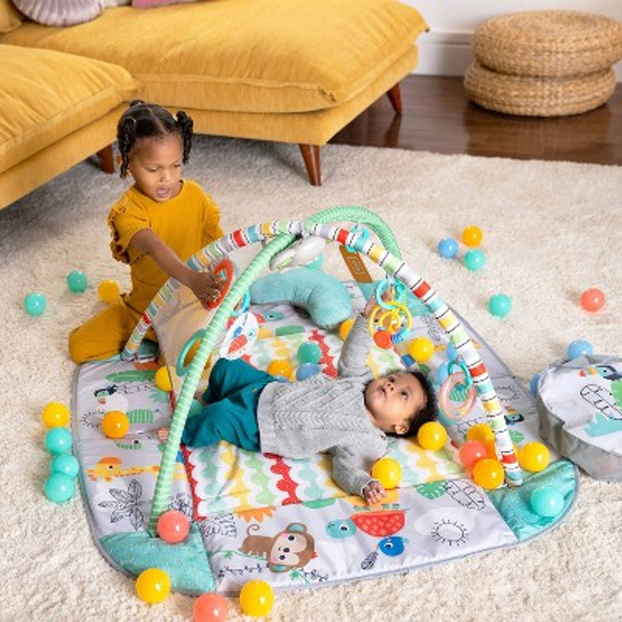 New Bright Starts 5-In-1 Your Way Ball Play Activity Gym & Ball Pit (Totally Tropical)