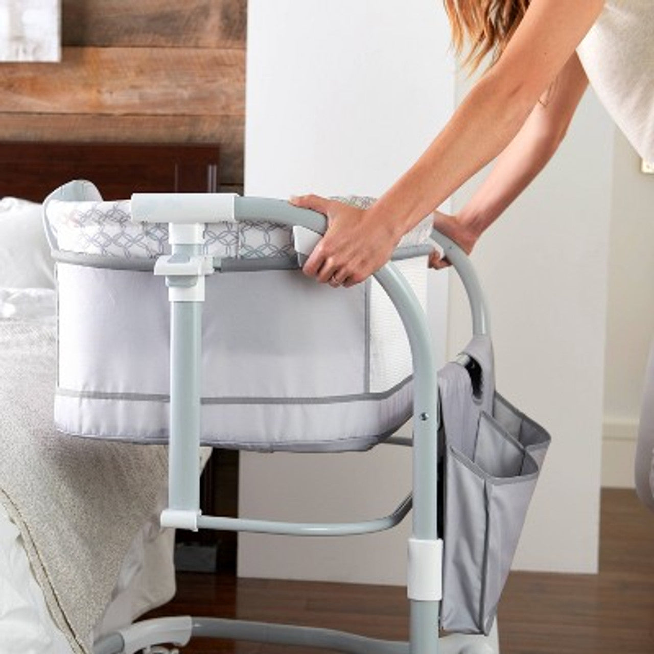 New Ingenuity Dream & Grow Bedside Baby Bassinet Adjustable Height Crib (Dalton)