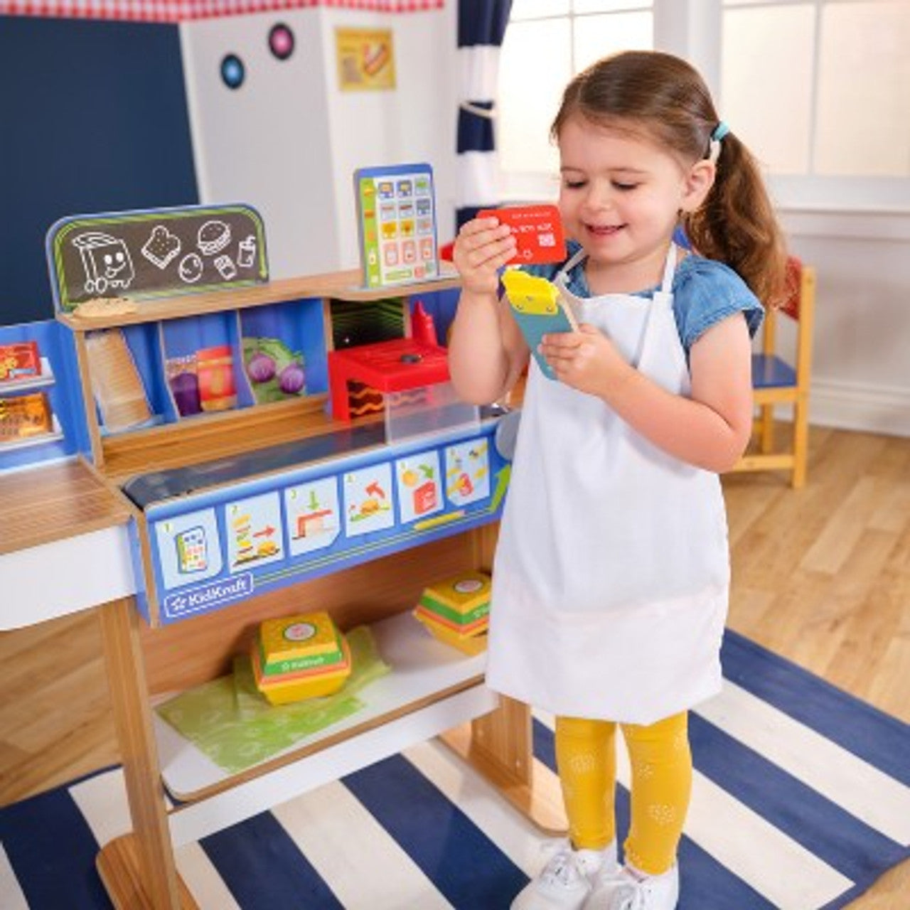 New - KidKraft 2-in-1 Restaurant & Delivery Wooden Play Store