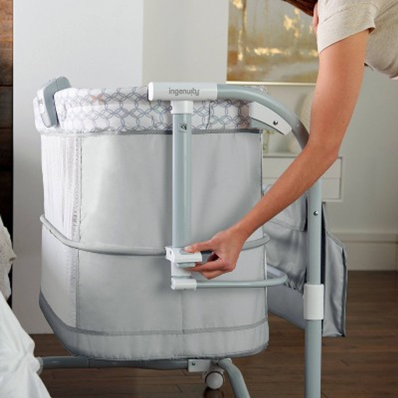 New Ingenuity Dream & Grow Bedside Baby Bassinet Adjustable Height Crib (Dalton)