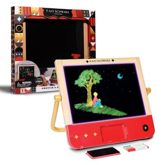 New - FAO Schwarz Sketch and Glow Easel 2-in-1 Art Studio