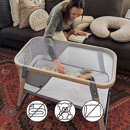 Boppy Bassinet with Wipeable Mattress Pad and Two Mattress Covers (Gray) - Kidsy