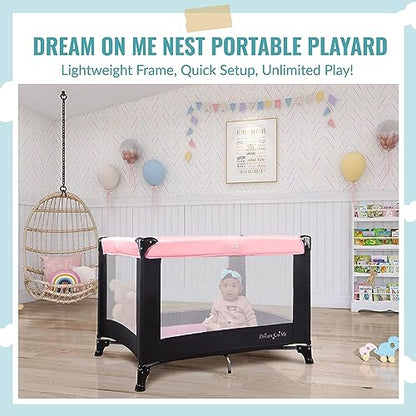 Dream On Me Nest Portable Playard with Carry Bag (Pink) - Kidsy