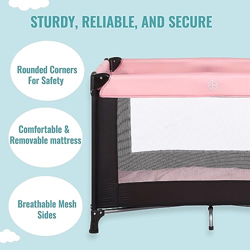Dream On Me Nest Portable Playard with Carry Bag (Pink) - Kidsy
