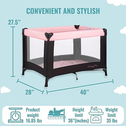 Dream On Me Nest Portable Playard with Carry Bag (Pink) - Kidsy