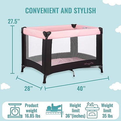 Dream On Me Nest Portable Playard with Carry Bag (Pink) - Kidsy