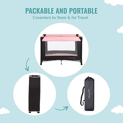 Dream On Me Nest Portable Playard with Carry Bag (Pink) - Kidsy