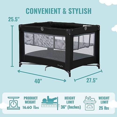 Dream On Me Zazzy Portable Playard (Black) - Kidsy