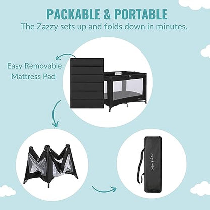 Dream On Me Zazzy Portable Playard (Black) - Kidsy
