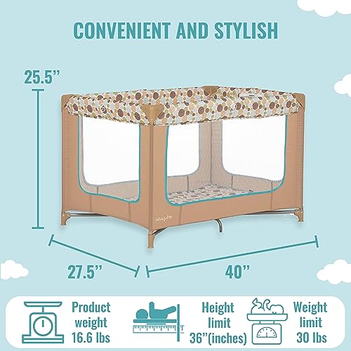 Dream On Me Zodiak Portable Playard (Coffee and Blue) - Kidsy