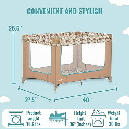 Dream On Me Zodiak Portable Playard (Coffee and Blue) - Kidsy