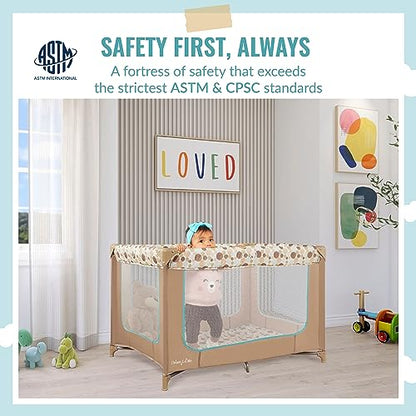 Dream On Me Zodiak Portable Playard (Coffee and Blue) - Kidsy