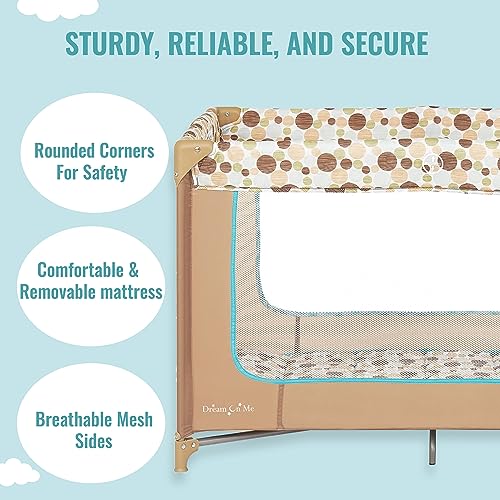 Dream On Me Zodiak Portable Playard (Coffee and Blue) - Kidsy