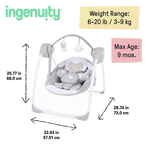 Ingenuity Comfort 2 Go Cushioned Baby Swing (Cuddle Lamb) - Kidsy
