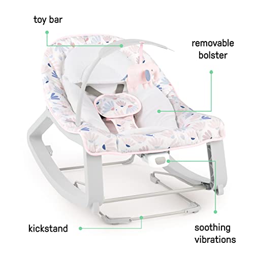 Ingenuity Keep Cozy 3 - in - 1 Bounce & Rock Seat (Pink Burst) - Kidsy