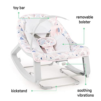 Ingenuity Keep Cozy 3 - in - 1 Bounce & Rock Seat (Pink Burst) - Kidsy