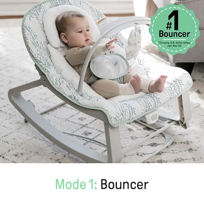 Ingenuity Keep Cozy 3 - in - 1 Grow with Me Vibrating Baby Bouncer (Spruce) - Kidsy