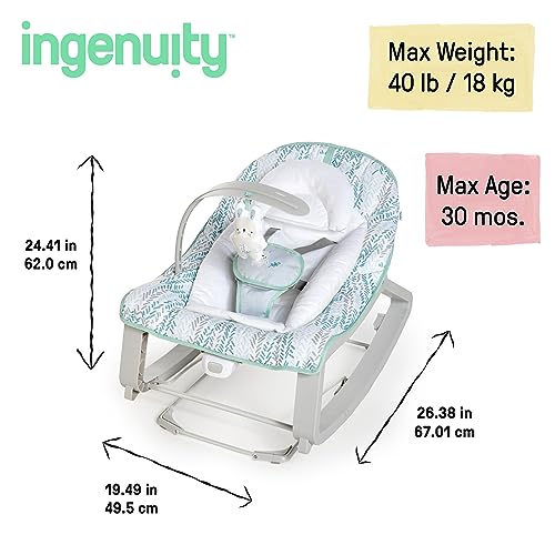 Ingenuity Keep Cozy 3 - in - 1 Grow with Me Vibrating Baby Bouncer (Spruce) - Kidsy